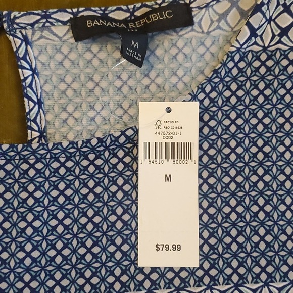 NWT Banana Republic Factory blue patterned dress M - Picture 11 of 14